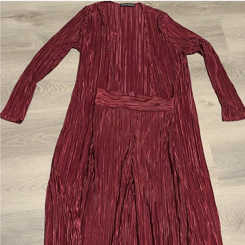 Naked Wardrobe Duster & High Waist Pants Set S